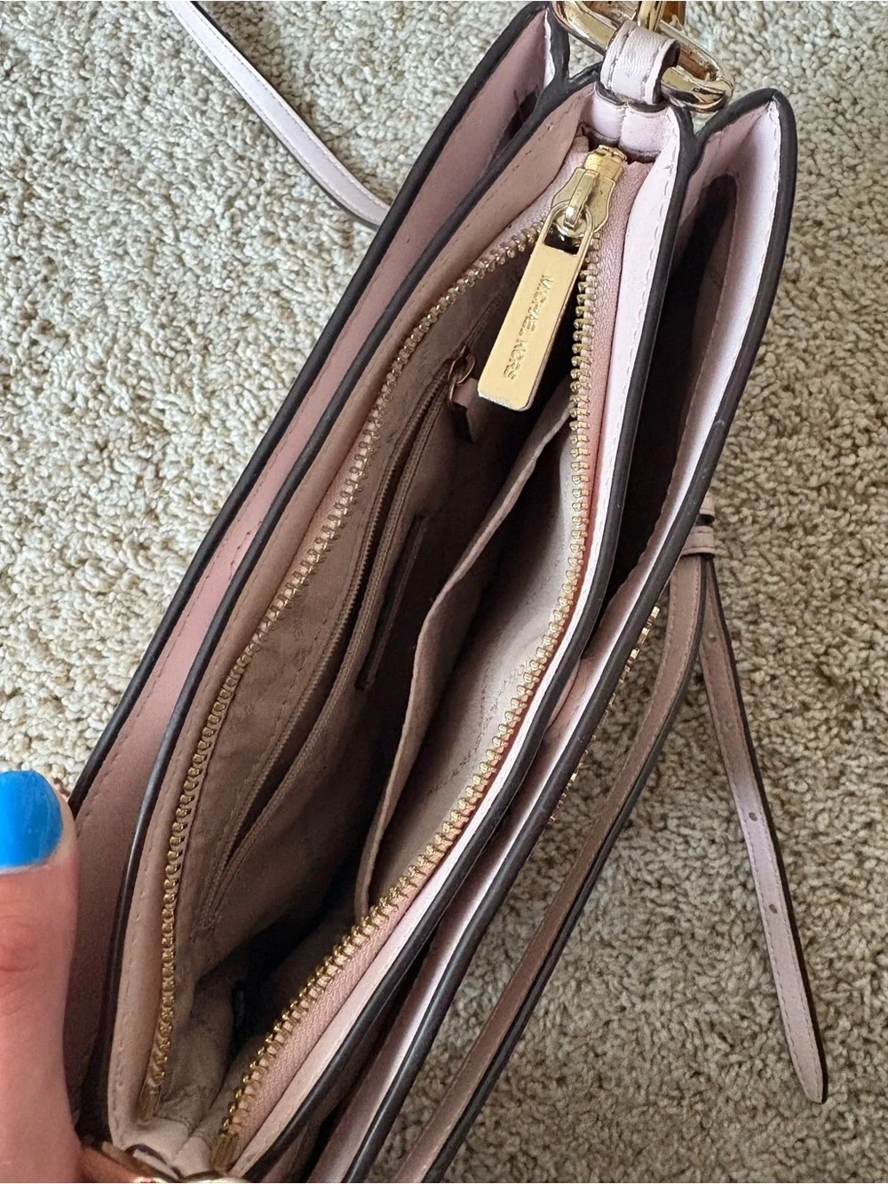 Michael Kors Light Pink Leather Crossbody Bag with Gold Hardware
